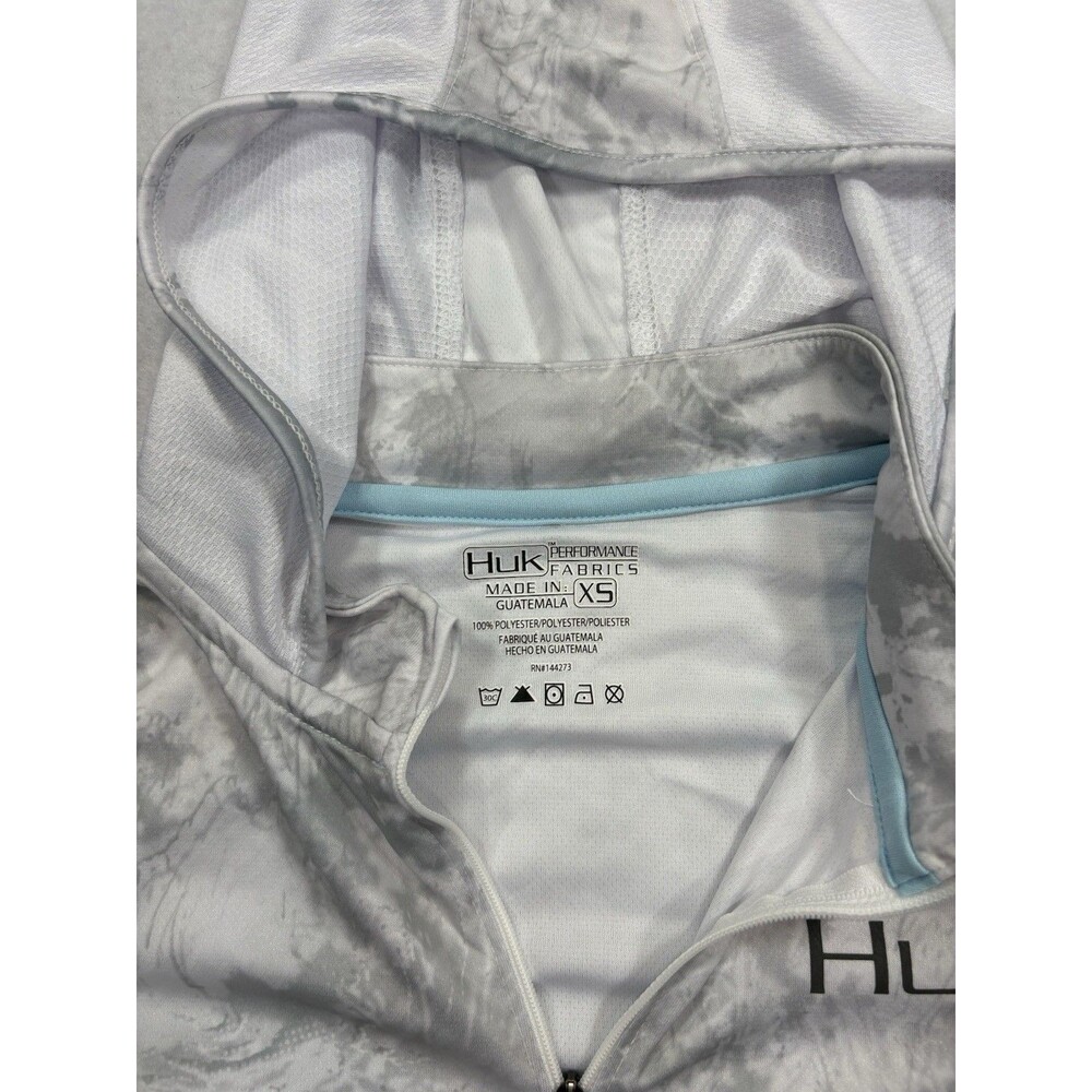 Huk Women Icon X 1/4 Zip Performance Fishing Hoodie White Gray Camo XS NWOT - Picture 9 of 9